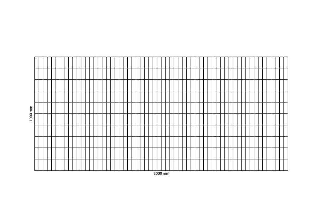 Gabionennetz 3000x1000 mm, Maschenweite 50x100 mm