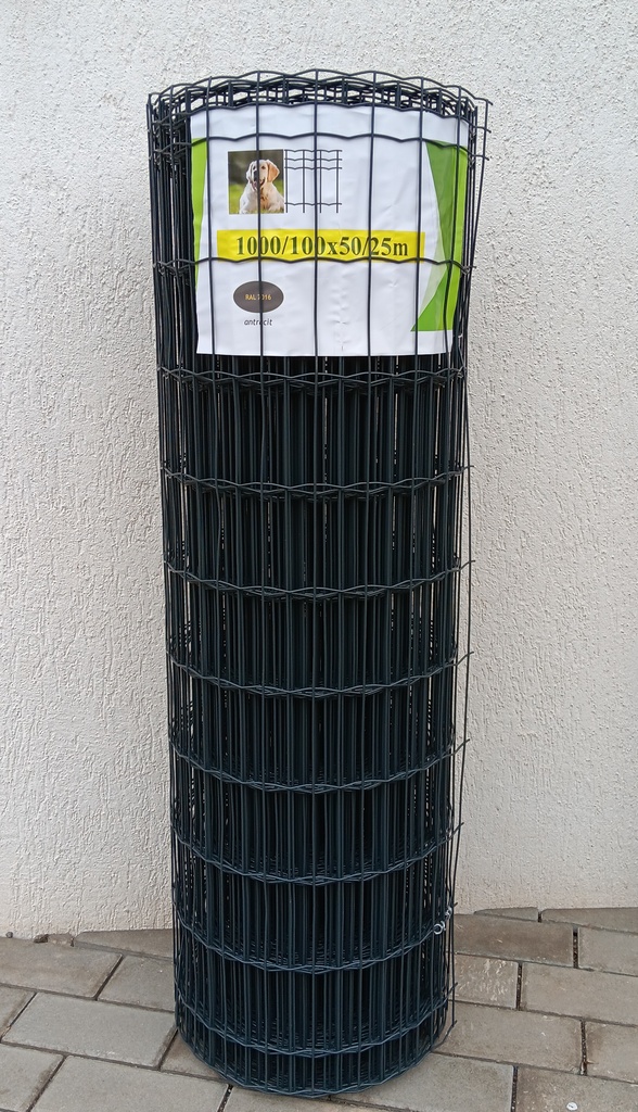 Geschweißtes kunststoffbeschichtetes Netz Metuje - anthrazit - Höhe 100 cm, Maschenweite 100*50 mm, Rolle 25 m