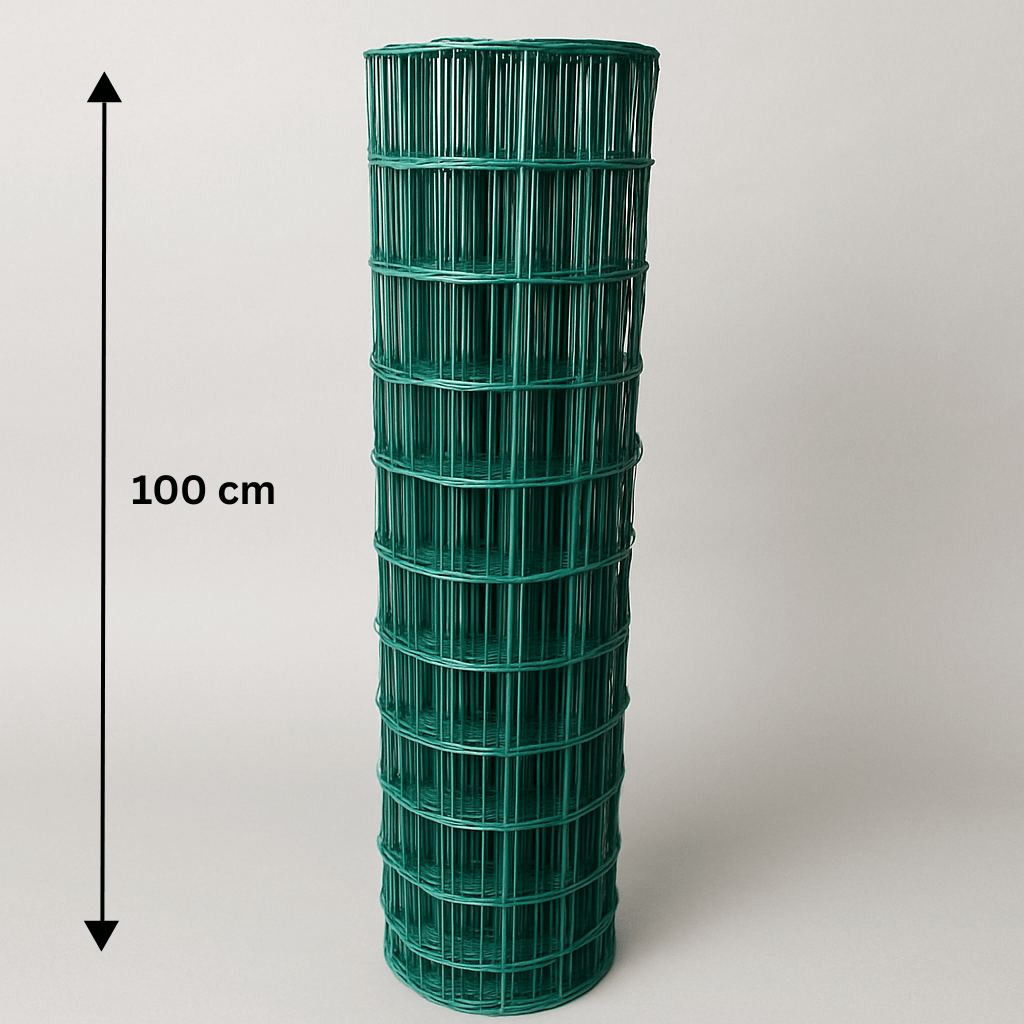 Geschweißtes kunststoffbeschichtetes Netz Metuje - grün - Höhe 100 cm, Masche 100*75 mm, Rolle 25 m