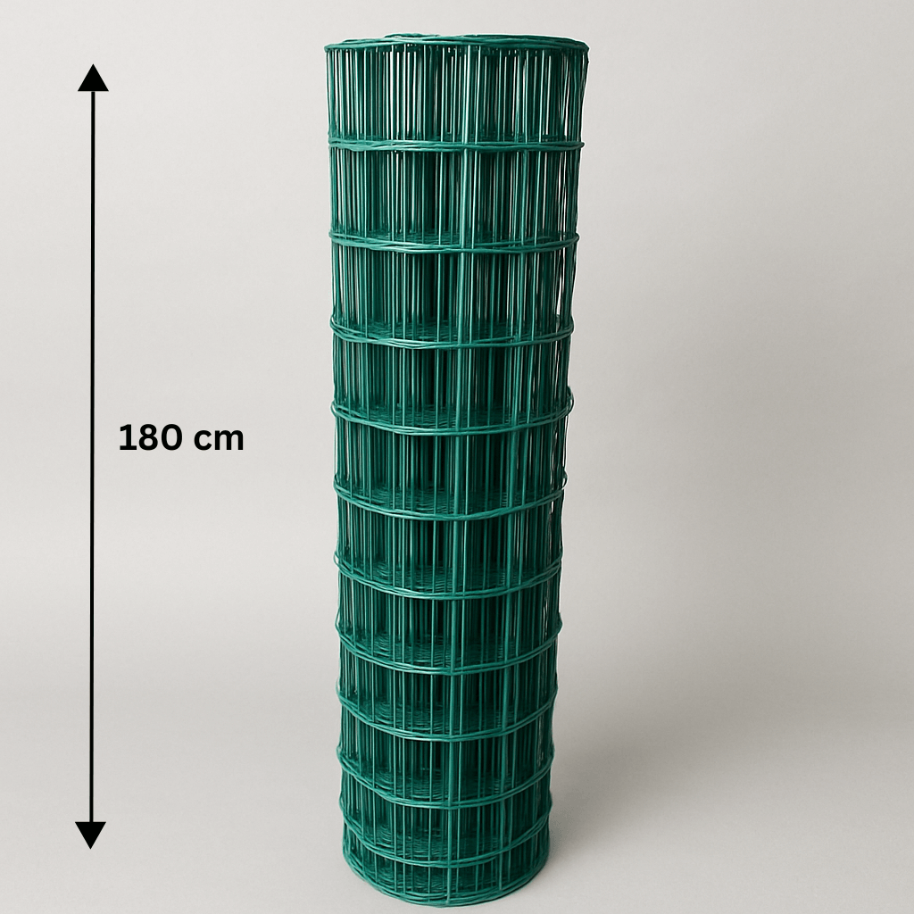 Geschweißtes kunststoffbeschichtetes Netz Metuje - grün - Höhe 180 cm, Maschenweite 100*50 mm, Rolle 25 m